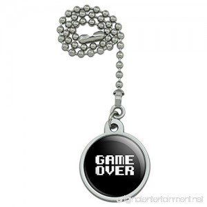 Game Over Gamer Pixel Font Geek Ceiling Fan and Light Pull Chain - B075D7NSR1
