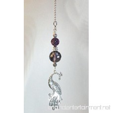 Purple Rhinestone and Faceted Glass with Silvery Metal Peacock Ceiling Fan Pull Chain - B00W8AXIAE