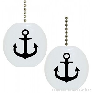 Set of 2 Black Anchor Nautical Solid Ceramic Fan Pulls - B00SOP2VLY