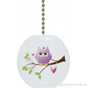 Whimsical Owl on Limb Solid Ceramic Fan Pull - B071LKW952