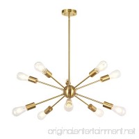 BONLICHT Sputnik Chandelier 10 Light Brushed Brass Modern Pendant Lighting Gold Industrial Vintage Ceiling Light Fixture UL Listed - B07BPQV3PL