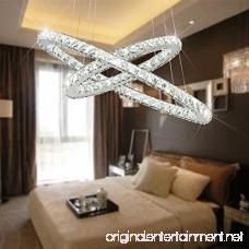 Chandeliers Led Neutral light chandelier Crystal Glass Chandelier Pendant Ceiling Lighting Fixture with Two Rings(40+60cm) for Dining Room Living Room Bedroom Study Room - B07BDFQWQ1