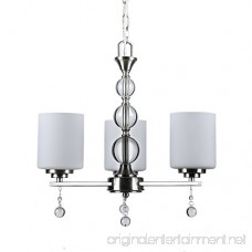 CO-Z Brushed Nickel 3 Light Chandelier Contemporary Ceiling Lighting Fixtures for Dining Room Hallway with K9 Crystal Balls w/Satin Etched Cased Opal Glasss Shade - B076PBJBV7