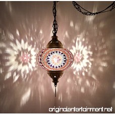 DEMMEX Turkish Moroccan Mosaic Hardwired Or Swag Wall Plug in Chandelier Light Ceiling Hanging Lamp Pendant Fixture (1 X 6.5 Globe - Swag) - B07CKQ7TRW