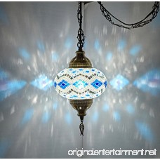 DEMMEX Turkish Moroccan Mosaic Hardwired Or Swag Wall Plug in Chandelier Light Ceiling Hanging Lamp Pendant Fixture (1 X 6.5 Globe - Swag) - B07CKQ7TRW