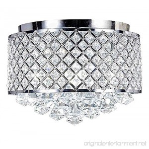 Diamond Life 4-light Chrome Finish Round Metal Shade Crystal Chandelier Flush Mount Ceiling Fixture - B01HFFAXEU
