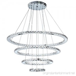 MEEROSEE Crystal Chandeliers Modern LED Ceiling Lights Fixtures Pendant Lighting Dining Room Chandelier Contemporary Adjustable Stainless Steel Cable 4 Rings DIY Design D31.5+23.6+15.7+7.8 - B06X3YVXDN