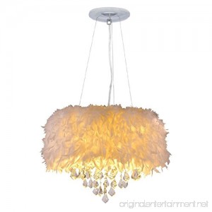 Surpars House White Feather Crystal Chandelier 4-Light Pendant Light - B071Y22318