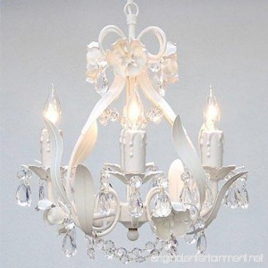 White Wrought Iron Floral Chandelier Crystal Flower Chandeliers Lighting H15 X W11 - Perfect for Kids' and Girls Bedrooms! - B004H98RNW