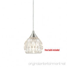 Brushed Nickel Mini Pendant Hanging Lights with Groove Clear Glass Shade 1---Light(Free Bulb Included) - B01MYWLWAT