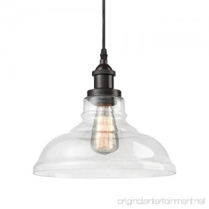 CLAXY Ecopower Industrial Edison Vintage Style 1-Light Pendant Glass Hanging Light - B073ZXRXKP