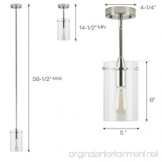 Effimero Medium Hanging Pendant Light - Brushed Nickel w/ Clear Glass - Linea di Liara LL-P313-BN - B00HZ1TEO0