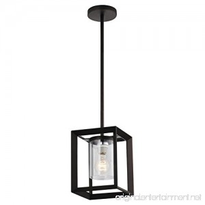 Emliviar Modern Glass Pendant Light Single Light Metal Wire Cage Hanging Pendant Light Oil Rubbed Bronze with Clear Glass Shade and 42 Black Rod 2083M1L ORB - B07BT3ZK77