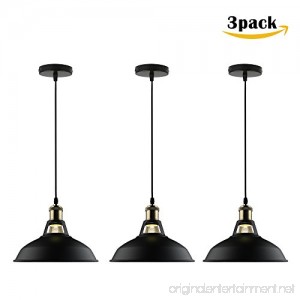 GALYGG Black Industrial Pendant Lighting Metal Shade Ceiling Hanging Light Fixtures for Kitchen Island - 3 Pack (Included 4W Edison Bulb) - B076H1XHZQ