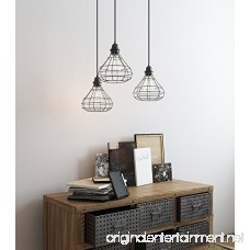 Industrial Cage Pendant Light with 15' Black Fabric Plug-in Cord and Toggle Switch Includes Edison LED Bulb in Black - B01N6EAYBY