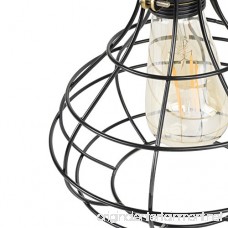 Industrial Cage Pendant Light with 15' Black Fabric Plug-in Cord and Toggle Switch Includes Edison LED Bulb in Black - B01N6EAYBY