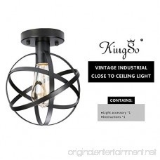 KingSo Metal Ceiling Light 1-Light Black Globe Flush Mount Spherical Light Fixture With Cage For Headboard Porch Bedroom Kitchen Bathroom - B074FXDK1Y