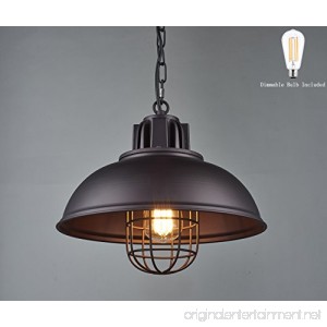 Light Industrial Metal Pendant Lighting Oil Rubbed Bronze Finish Pendant Dimmable LED Bulb Included W13×H 67.3 inches - B0792R1YQK