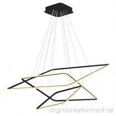 Royal Pearl Modern Square Led Chandelier Adjustable Hanging Light Three Ring Collection Contemporary Ceiling Pendant Light H47 X L32 x W32 - B06X927DTF