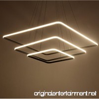 Royal Pearl Modern Square Led Chandelier Adjustable Hanging Light Three Ring Collection Contemporary Ceiling Pendant Light H47 X L32 x W32 - B06X927DTF