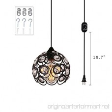 Surpars House Plug-in Crystal Pendant Light with 15' Cord Dimmer Switch in Cord 1-Light Black - B075ZQDV9N
