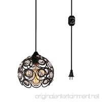 Surpars House Plug-in Crystal Pendant Light with 15' Cord  Dimmer Switch in Cord  1-Light  Black - B075ZQDV9N