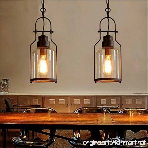 SUSUO Lighting 6 Wide Vintage Industrial Glass Pendant Ceiling Hanging Light with Cylinder Glass Shade Antique Copper Finish - B06Y3M38Z8