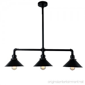 UNITARY BRAND Black Antique Rustic Metal Shade Hanging Ceiling Pendant Light Max. 120W With 3 Lights Painted Finish - B0144KMODC
