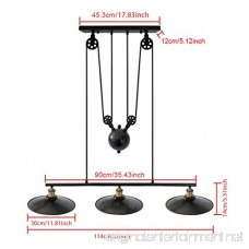 WINSOON Industrial Vintage Chandeliers Pulley 3 Light Pendant lighting Fixture for Pool Table Farmhouse Kitchen Island Bar Retro Hanging Lamp 3 Heads Black Painted - B0171IU184