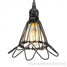 Y-Nut 15' Hanging Light Socket With Plug 15ft Smal Ceiling Pendant Light With Cage and Switch E26/E27 Socket Vintage Industrial Style PDT-009 (Black) - B06XCH6B2B
