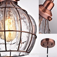 YOBO Lighting Vintage Cracked Glass Rustic Wire Ceiling Pendant Light Red Antique Copper - B0179CDWL0