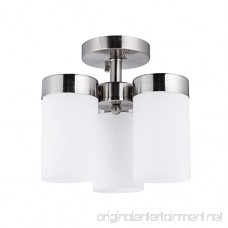 CO-Z 3-light Semi Flush Mount Nickel Finish Mini Chandelier Modern Ceiling Light Fixture for Dining Room Kitchen Bedroom with Satin Etched Cased Opal Glass Shade - B073PV8RT5