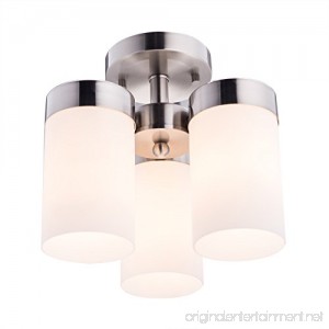 CO-Z 3-light Semi Flush Mount Nickel Finish Mini Chandelier Modern Ceiling Light Fixture for Dining Room Kitchen Bedroom with Satin Etched Cased Opal Glass Shade - B073PV8RT5