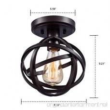 Dazhuan Antique 1-Light Metal Globe Chandelier with Cage Flush Mount Ceiling Lamp Light Fixture - B01L1T0GYS