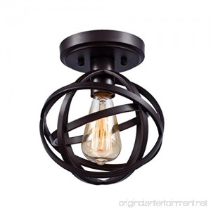 Dazhuan Antique 1-Light Metal Globe Chandelier with Cage Flush Mount Ceiling Lamp Light Fixture - B01L1T0GYS