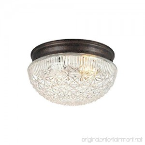 Hardware House 54-4734 Two Light Flush Mount Classic Bronze Finish with Clear Cut Glass - B0058I3G8W