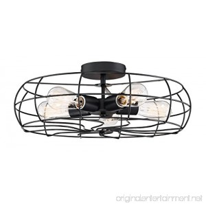 Revel/Kira Home Gage 18 Industrial 5-Light Fan Style Metal Cage Semi-Flush Mount Ceiling Light Matte Black Finish - B071J55Y3B