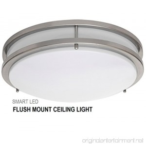 SmartLED 16-Inch LED Flush Mount Ceiling Light Fixture Antique Brushed Nickel Dimmable 23W (180W Equivalent) 1610 Lumens 4000K/5000K CRI80 ETL Listed ENERGY STAR Certified (1-Pack 4000K) - B001RVXN4Q