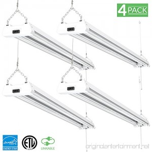 Sunco Lighting 4 Pack - Energy Star - 4ft 40W LED Utility Shop Light 4000lm 260W Equivalent Double Integrated LED Fixture Ceiling Light Garage Clear Lens (5000K -Daylight) - B077FKJYMB