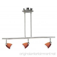 Brushed Steel Art Deco / Retro 3 Light Island / Billiard Fixture with Green Fire Shade from the Serpentine Lights Collection - B079K36QD4