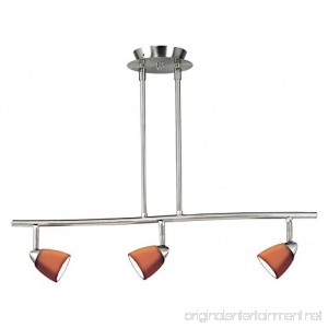 Brushed Steel Art Deco / Retro 3 Light Island / Billiard Fixture with Green Fire Shade from the Serpentine Lights Collection - B079K36QD4