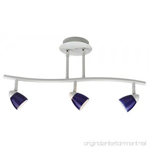 Frosted White 3 Light Island / Billiard Fixture with Blue Spot Shade from the Serpentine Lights Collection - B079K7V28W