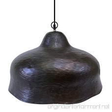 1-Light Dark Antique Brown & Cooper Wave Hanging Pendant Ceiling Fixture | 32 Large Wave Dome with Shiny Copper Interior Finish - Adjustable Hanging Max. 70 IN 60W - B07C5D3GCH