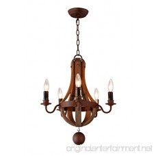 16.7 Inch Vintage French Country Wood Metal Mini Wine Barrel Chandelier (5 Light Heads) Living Dinning Kitchen Lamp - B076Q3CLHL