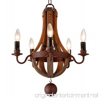16.7 Inch Vintage French Country Wood Metal Mini Wine Barrel Chandelier (5 Light Heads) Living Dinning Kitchen Lamp - B076Q3CLHL