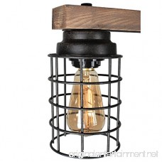 Baiwaiz Wood Linear Chandelier Metal Cage Pool Table Light 5 Light Edison E26 Max 300W Black Rust Finish BW17069 - B07BSC7PCC
