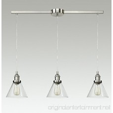 EUL Vintage Kitchen Island Lighting Glass Linear Chandelier Lighting Fixture Brushed Nickel-3 Lights - B077Z4X4V6