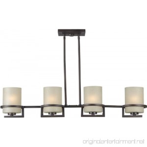 Forte Lighting 2404-04-32 Transitional 4-Light Island Pendant with Umber Linen Glass Antique Bronze Finish - B002MJAQSS