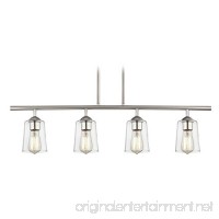 Industrial Linear Pendant Light with 4-Lights and Clear Glass in Satin Nickel Finish - B077NR58G4