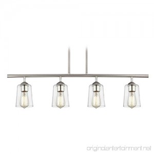 Industrial Linear Pendant Light with 4-Lights and Clear Glass in Satin Nickel Finish - B077NR58G4